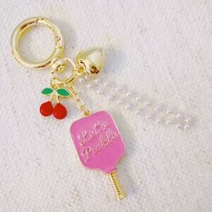 Pickleball Cherry Bag Charm Keychain Paddle Charms